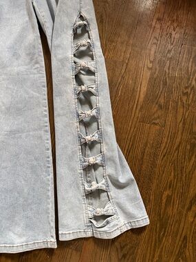 Lizette Collection Light Blue wide Leg Jeans-Free bodysuit included